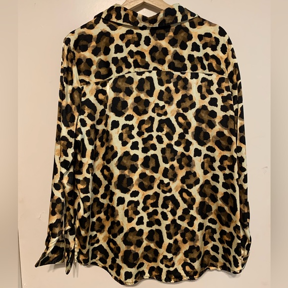 Topshop Leopard Print Satin Animal Print Button Front Size 10 - Picture 6 of 10